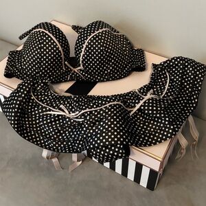 Victoria's Secret Black and White Dotted Sexy Little Things Lingerie